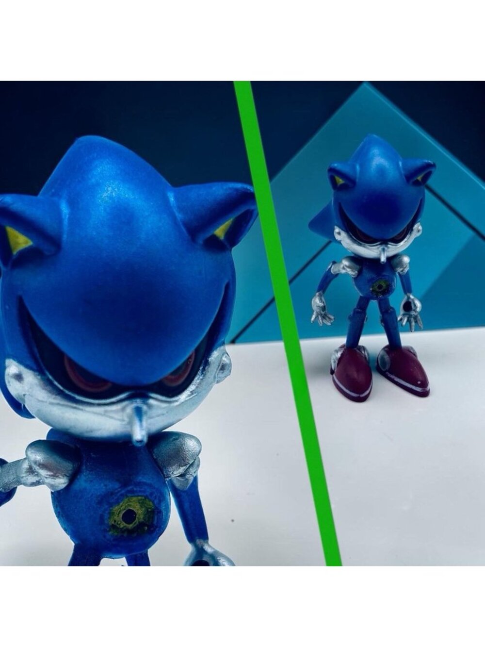 Sega 2.5 Inch Metal Sonic the Hedgehog Action Figure PVC Shinny Metal Finish.